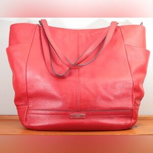 Coach Red Leather Tote Bag